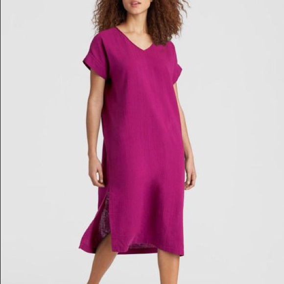 eileen fisher cotton gauze dress